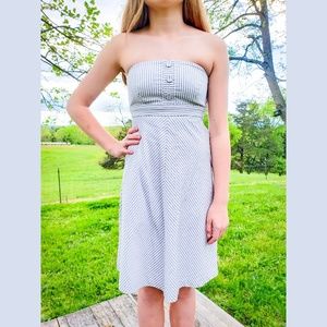 Gap Blue & White Pinstrip Strapless Dress - Size 0